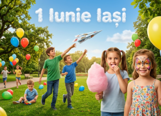 1 Iunie Iași 2026 — copii și părinți la activități de Ziua Copilului în Parcul Expoziției