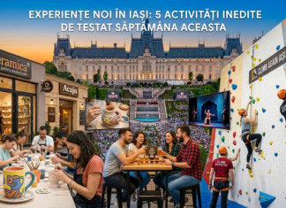 Tineri relaxați care pictează căni de lut într-o cafenea concept, ilustrând ideea de experiențe noi în Iași.