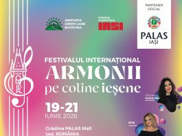 Festivalul „Armonii pe Coline Ieșene” aduce 128 de tineri artiști la Iași, în Grădina Palas Armonii pe Coline Ieșene 2026 – afișul oficial al festivalului internațional de muzică ușoară de la Grădina Palas Iași