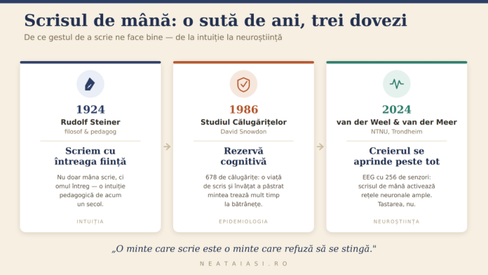 scrisul de mână în trei dovezi: Steiner 1924, Studiul Călugărițelor 1986 și neuroștiința EEG 2024
